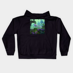 Beautiful Fantasy Landscape with Purple Plants and Lake Kids Hoodie